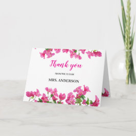 Tarjeta De Agradecimiento Pink Bougainvillea Floral Bridal Shower Thank You