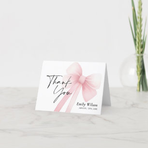 Tarjeta De Agradecimiento Pink Bow