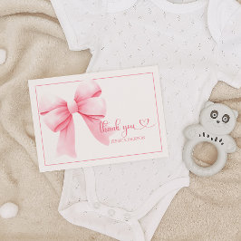 Tarjeta De Agradecimiento Pink Bow Baby Shower