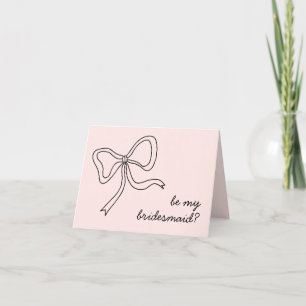 Tarjeta De Agradecimiento Pink Bow Be My Bridesmaid Propuesta Card