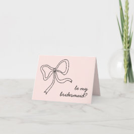 Tarjeta De Agradecimiento Pink Bow Be My Bridesmaid Propuesta Card