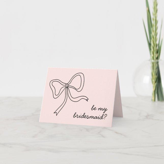 Tarjeta De Agradecimiento Pink Bow Be My Bridesmaid Propuesta Card (Anverso)
