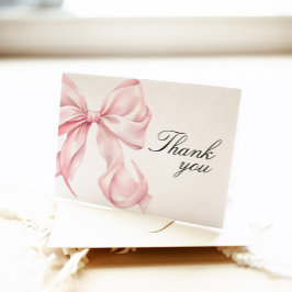 Tarjeta De Agradecimiento Pink Bow Bridal Shower Thank You Card