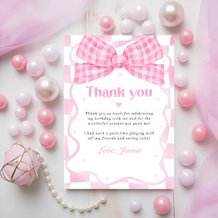 Tarjeta De Agradecimiento Pink Bow Coquette Birday Party