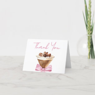 Tarjeta De Agradecimiento Pink Bow Espresso Martini Baby Shower