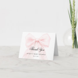 Tarjeta De Agradecimiento Pink Bow Girl Modern Baby Shower 
