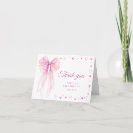 Tarjeta De Agradecimiento Pink Bow & Hearts Thank You Card