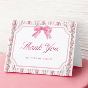 Tarjeta De Agradecimiento Pink Bow Love Shack Girly Baby Shower