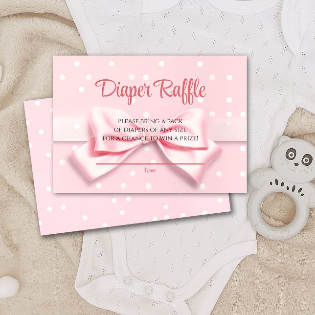 Tarjeta De Agradecimiento Pink Bow Polka Dots Diaper Raffle Enclosure Card (Subido por el creador)