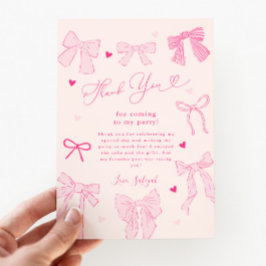 Tarjeta De Agradecimiento Pink Bow Shabby Chic Birday Party