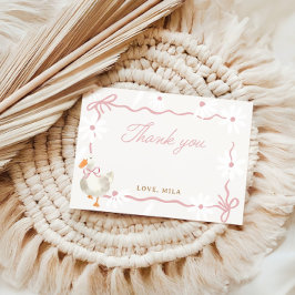 Tarjeta De Agradecimiento Pink Bow Silly Goose Coquette Cumpleaños