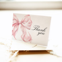 Pink Bow Thank You Card Coquette Bow