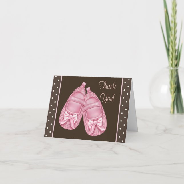 Tarjeta De Agradecimiento Pink Brown Baby Shower Gracias Cartas (Anverso)