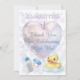 Tarjeta De Agradecimiento Pink Bubble Duck Thank You