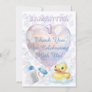Tarjeta De Agradecimiento Pink Bubble Duck Thank You