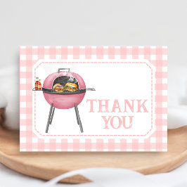 Tarjeta De Agradecimiento Pink Burger BBQ Baby Shower