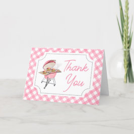 Tarjeta De Agradecimiento Pink Burger BBQ Baby Shower