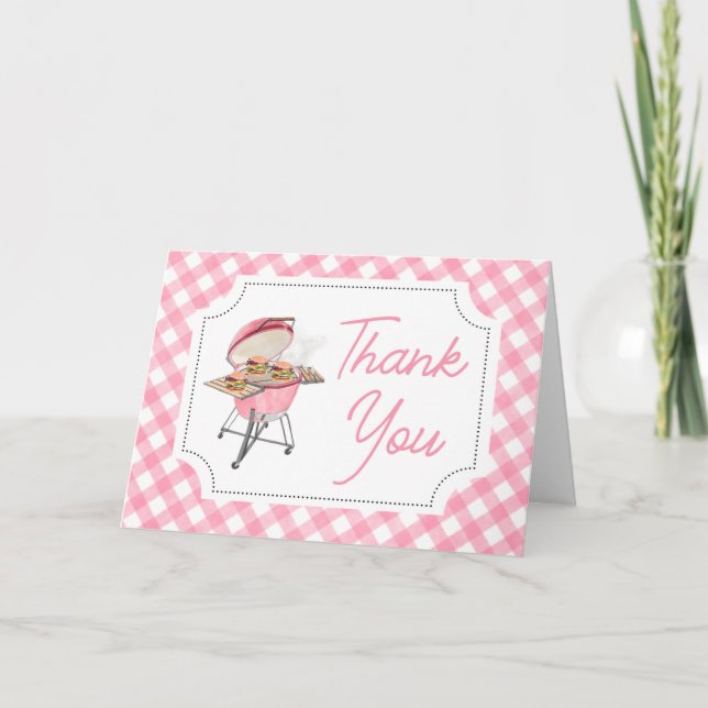 Tarjeta De Agradecimiento Pink Burger BBQ Baby Shower (Anverso)