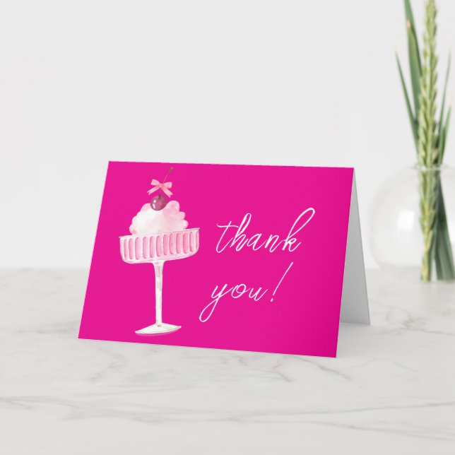 Tarjeta De Agradecimiento Pink Cherry Brunch Bubbly Champagne Baby Shower (Anverso)