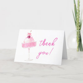 Tarjeta De Agradecimiento Pink Cherry Champagne Brunch Baby Shower