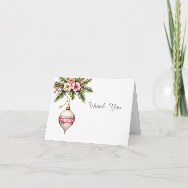Tarjeta De Agradecimiento Pink Christmas Ornament  (Anverso)