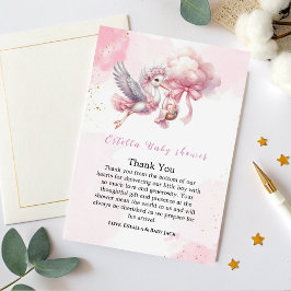 Tarjeta De Agradecimiento Pink Clouds It's a Girl Baby Shower Thank You Card