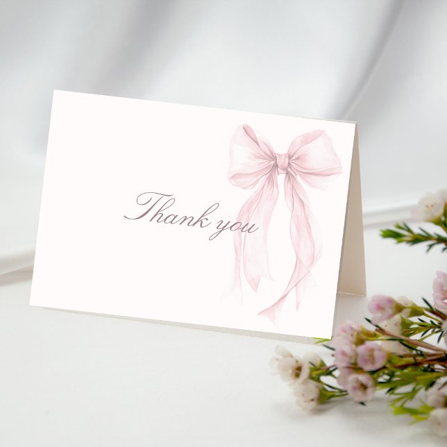Tarjeta De Agradecimiento Pink Coquette Bow Baby Shower (Pink Bow Thank you Card)