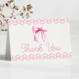 Tarjeta De Agradecimiento Pink Coquette Bow Baby Shower