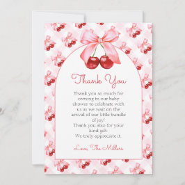 Tarjeta De Agradecimiento Pink Coquette Bow Baby Shower Thank You Card