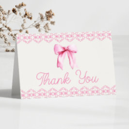 Tarjeta De Agradecimiento Pink Coquette Bow Birday Party