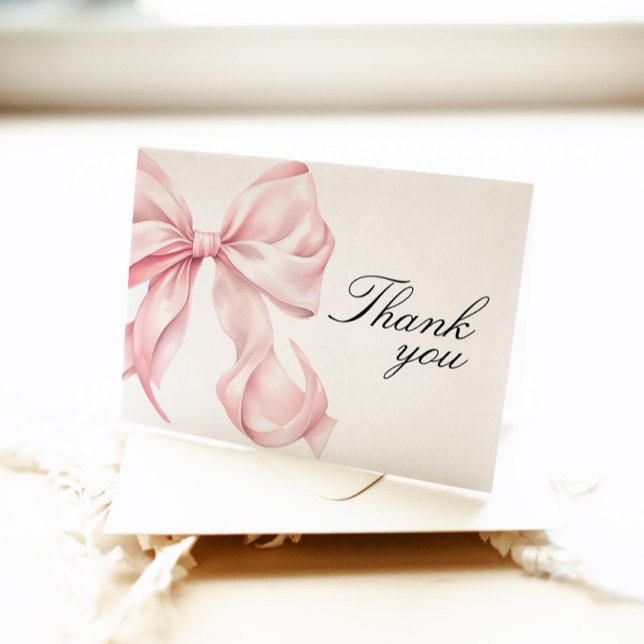 Tarjeta De Agradecimiento Pink Coquette Bow Shower Thank You Card (Subido por el creador)