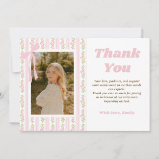 Tarjeta De Agradecimiento Pink Coquette Floral Graduation Thank You Card