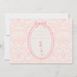 Tarjeta De Agradecimiento Pink Coquette Silly Goose 1st Birthday 