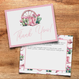 Tarjeta De Agradecimiento Pink Cowgirl Western Cactus Baby Shower