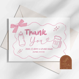 Tarjeta de agradecimiento Pink Doodle Baby is Brew