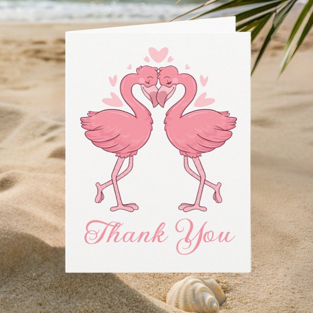 Tarjeta De Agradecimiento Pink Flamingos Tropical Beach Wedding Thank You (Subido por el creador)