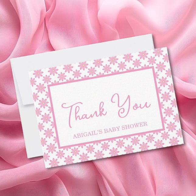 Tarjeta De Agradecimiento Pink Floral Baby Shower  (Subido por el creador)
