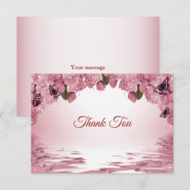 Tarjeta De Agradecimiento Pink Floral Nature Butterfly Outdoor Wedding