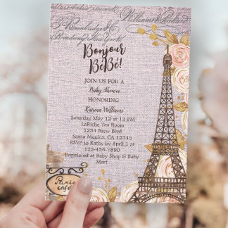 Tarjeta De Agradecimiento Pink Floral Paris Baby Shower