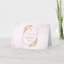 Pink Floral Religious Thank you card