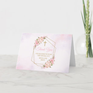 Tarjeta De Agradecimiento Pink Floral Religious Thank you card