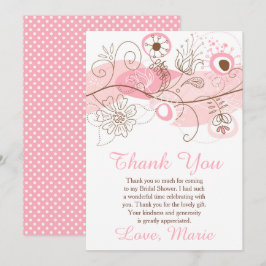 Tarjeta De Agradecimiento Pink Floral Twist Bridal Shower 