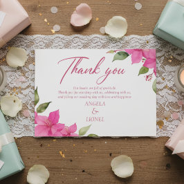 Tarjeta De Agradecimiento Pink Floral Watercolor Wedding Flat Thank You Card