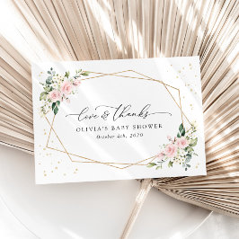 Tarjeta De Agradecimiento Pink Flowers, White Flowers, Greenery, Baby Shower