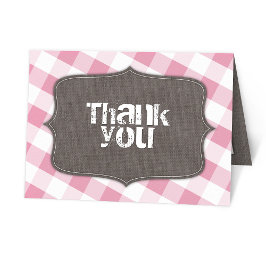 Tarjeta De Agradecimiento Pink Gingham Canvas Gracias Cartas