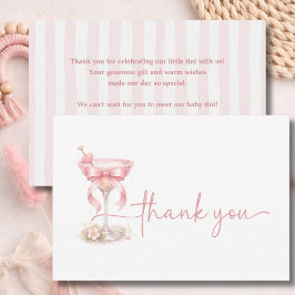 Tarjeta De Agradecimiento Pink Girl A Tini One Is On The Way Chic Neutral