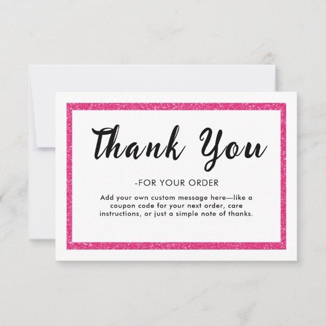 Tarjeta De Agradecimiento Pink Glitter Logo Thank You Note Card (Anverso)
