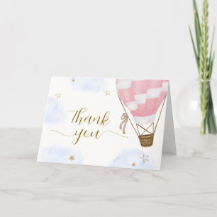 Tarjeta De Agradecimiento Pink Gold Adventure Hot Air Balloon Baby Shower