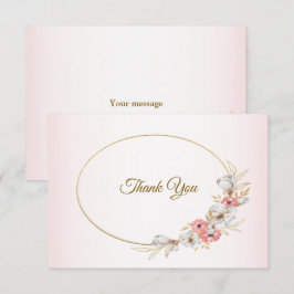 Tarjeta De Agradecimiento Pink Golden Floral Geometric Peach Wedding