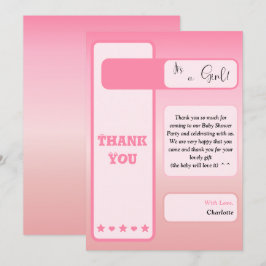 Tarjeta De Agradecimiento Pink Gradient Cute Eyeball Text Baby Shower